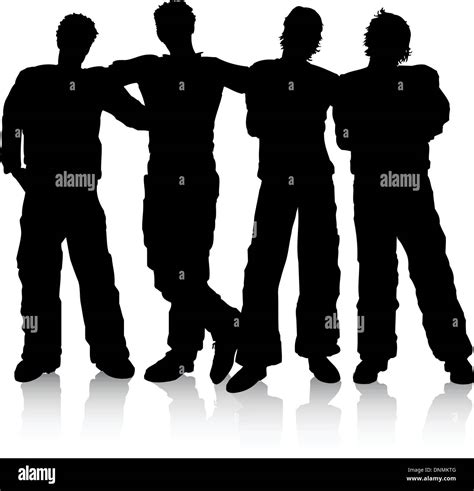 Silhouette of a group of male friends Stock Vector Art & Illustration, Vector Image: 64993504 ...