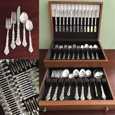 Oneida Community Satinique Flatware set, complete service for 12 with Large Hostess Set ...