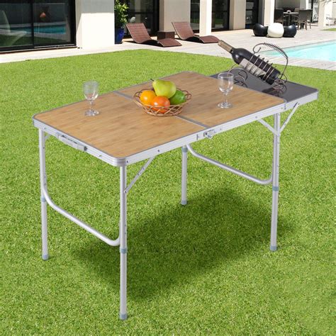 Costway Aluminum Folding Picnic Camping Table Lightweight Indoor ...