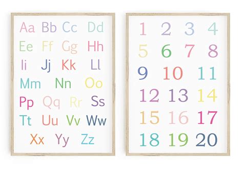 Alphabet and Number Printable Wall Art Set ABC 123 | Etsy | Abc wall ...