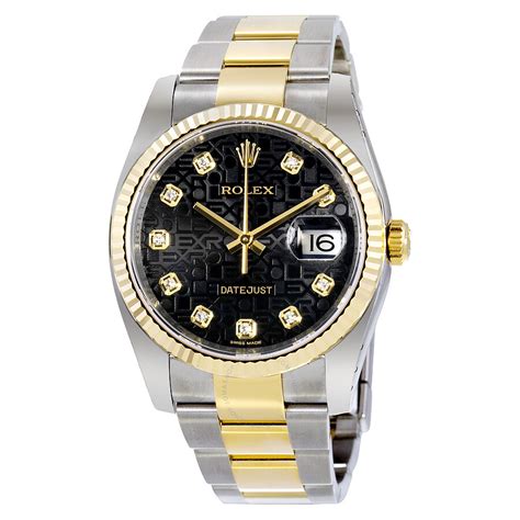 Rolex Oyster Perpetual Datejust 36 Black Jubilee Dial Stainless Steel ...