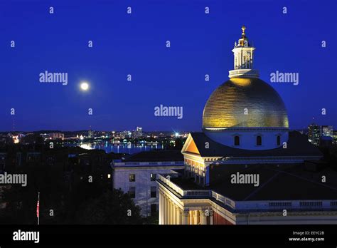 USA, Massachusetts, Boston, Massachusetts State House Dome and city ...