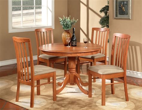 5PC HARTLAND ROUND DINETTE KITCHEN TABLE SET WITH 4 CUSHION CHAIRS CHERRY | eBay