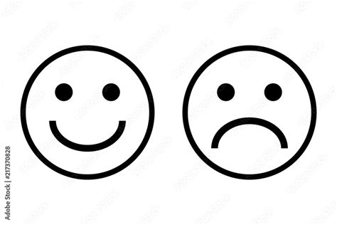 Happy and sad emoji faces line art vector icon Stock Vector | Adobe Stock