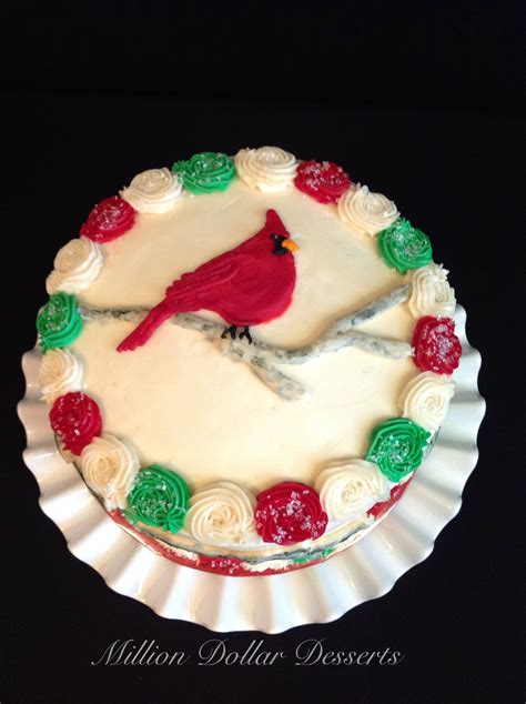 Red Bird (Cardinal) Cake on Birch Branches | Bird cakes, Christmas cake ...