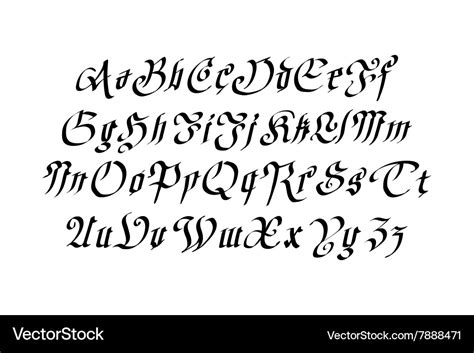 Blackletter gothic script hand-drawn font Vector Image