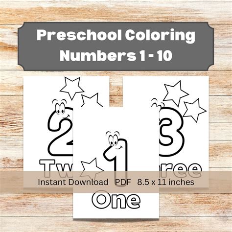 1 10 Numbers Printable Coloring Page Worksheets for - Etsy