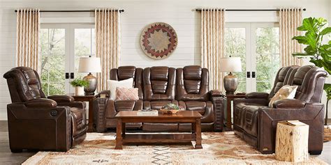 Renegade 3 Pc Brown Leather Dual Power Reclining Living Room Set ...