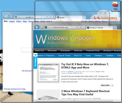 Exclusive IE 9 Windows 7 Feature - Tab Aero Snap - NEXTOFWINDOWS.COM