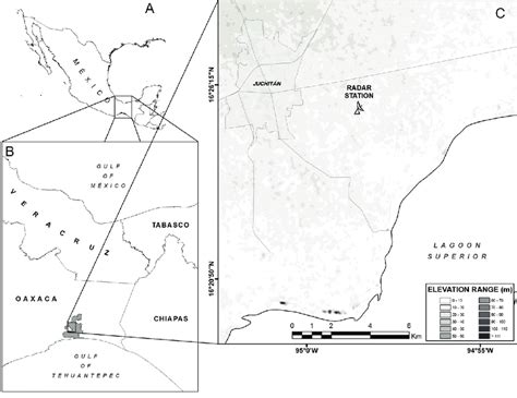 Location of the Isthmus of Tehuantepec within Mexico (A), Juchitan... | Download Scientific Diagram