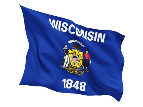 Fluttering flag. Illustration of flag of Wisconsin