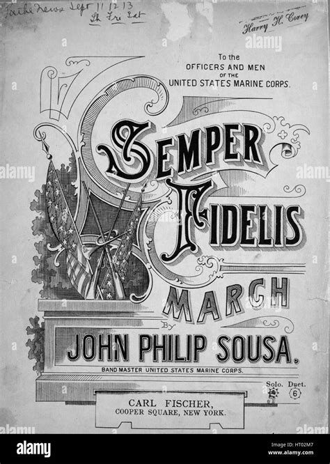 Sheet music cover image of the song 'Semper Fidelis March', with original authorship notes ...