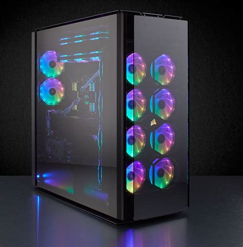 a computer case with many different colored lights on it's sides and ...