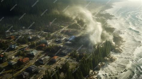 Premium AI Image | Tsunami receding revealing the shocking damage