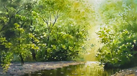 "Summer stream" Watercolor landscape painting - YouTube