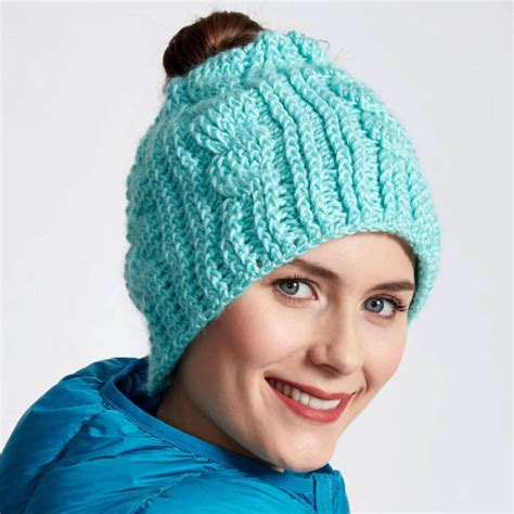 Crochet Twist Stitch Messy Bun Hat: A Stylish Pattern
