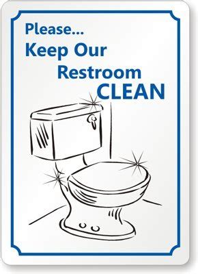 Please Keep Our Restroom Clean (with Toilet Bowl Symbol) Sign, 14" x 10": Industrial Warning ...