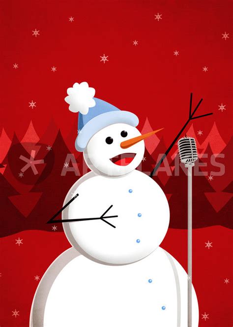 "Christmas Happy Singing Snowman" Picture art prints and posters by ...