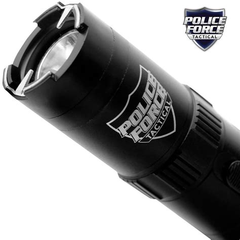 Police Force Tactical Stun Gun Flashlight Black 9.2M - The Home Security Superstore