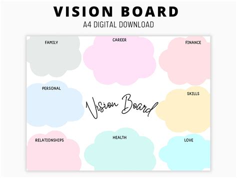 Printable Vision Board, Vision Board Template, 2023 Dream Life Planner, Goal Setting Vision ...