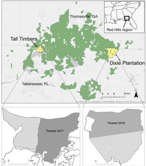 Map of study sites showing the Red Hills region (inset), plantation ...