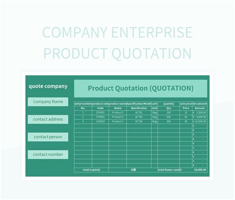 Company Enterprise Product Quotation Excel Template And Google Sheets File For Free Download ...