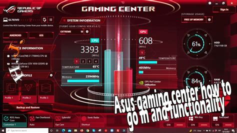 Asus gaming center how to go in and functionality - YouTube