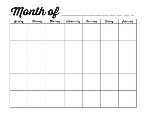 Printable Blank Monthly Calendars | Activity Shelter