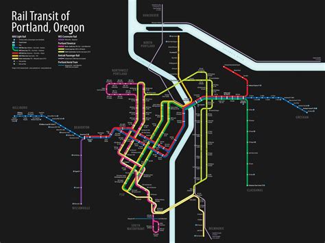 Updated: Portland Unified Rail Map, September 2012 | Transit map, Map, Portland