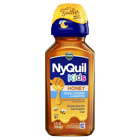 Vicks NyQuil Kids Honey Cold & Cough + Congestion Liquid Medicine, over ...