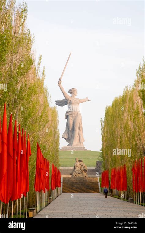 Motherland Calling statue on summit of Mamayev Kurgan, marking Red Army dead from the siege of ...