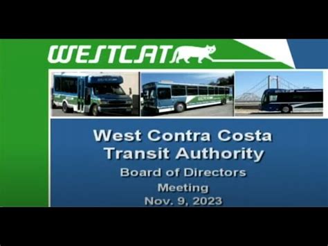 West Contra Costa Transit Authority Meeting 11/9/2023 - YouTube