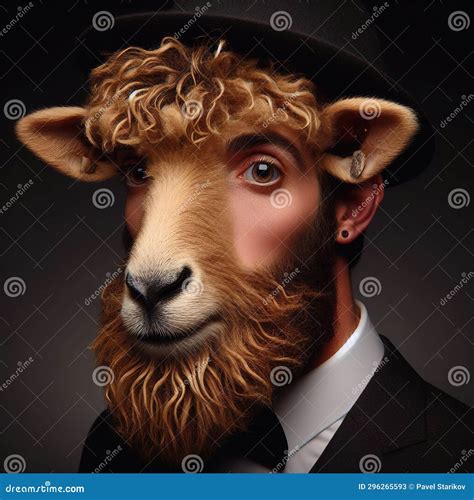 Facial Portrait of a Human-sheep Hybrid Stock Image - Image of view ...