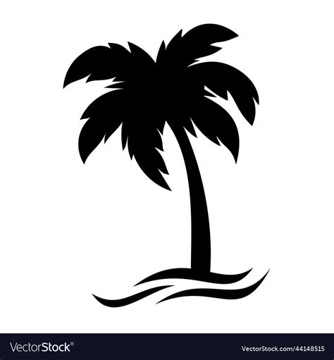 Coconut tree silhouette summer sunset sea design Vector Image