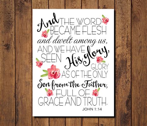 Bible Verse Printable, Scripture Print- John 1 14 "And the word became ...