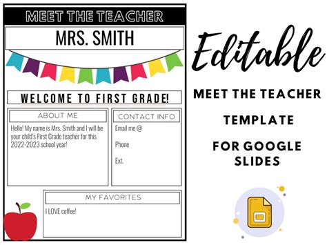 Editable Meet the Teacher Template for Google Slides Back to School Colorful Elementary School ...