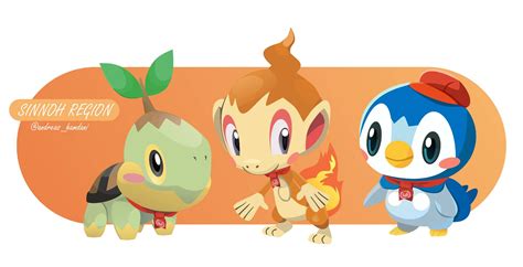 Pokemon Series : Sinnoh starters by andreashamdani on DeviantArt