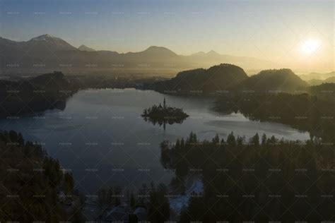 Sunrise Over Bled Lake - Stock Photos | Motion Array