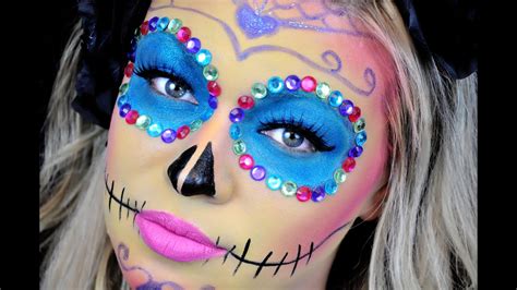 Sugar Skull Makeup colorful - YouTube