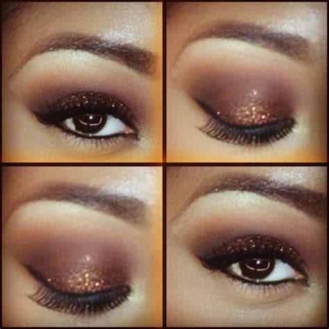 Brown glitter. Eye makeup. Brown smokey eye. Lashes. Brows. | I Beat It ...