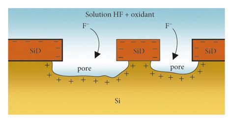 Scheme of silicon etching in solutions of HF + oxidant. | Download ...