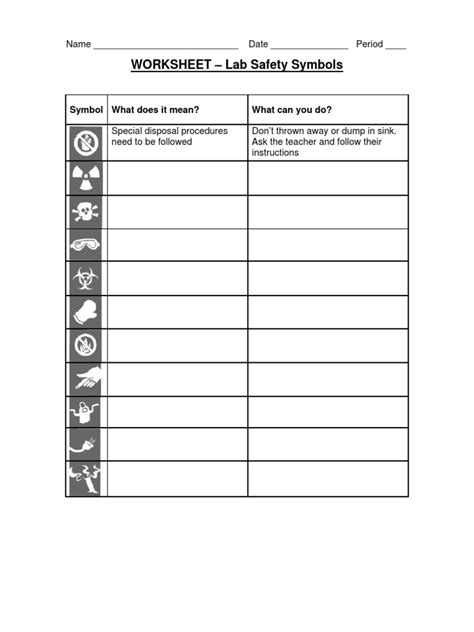 Lab Safety Symbols Worksheet | PDF