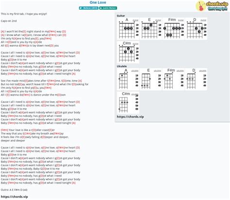 Chord: One Love - tab, song lyric, sheet, guitar, ukulele | chords.vip