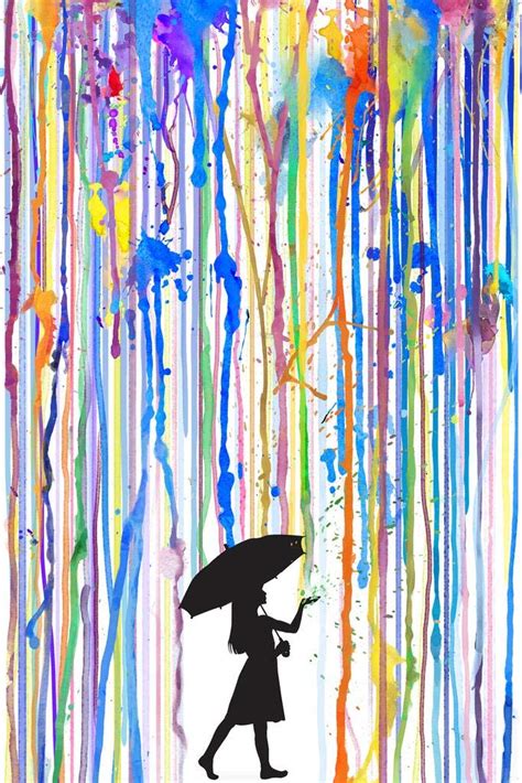 Beautiful Girl dancing under umbrella Girls Room Decor Original Watercolor Home Decor Joy Fine ...