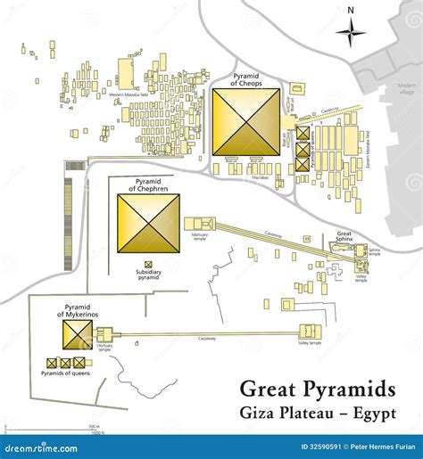 Pyramids of Giza Map stock vector. Illustration of building - 32590591