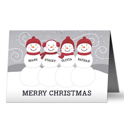 Snowman Family Personalized Christmas Cards