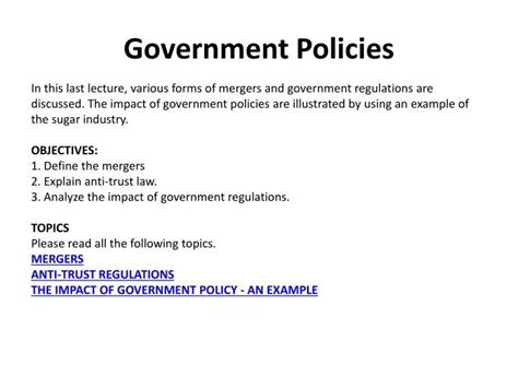 PPT - Government Policies PowerPoint Presentation, free download - ID ...