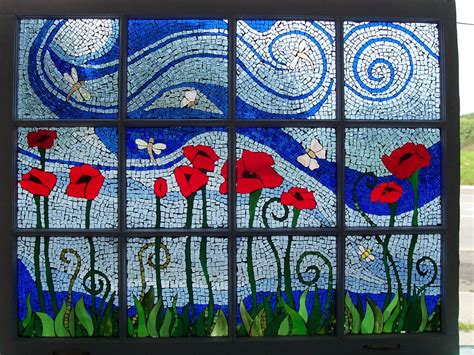 Poppy window | A very large window. I'm not happy with this … | Flickr Mosaic Flowers, Stained ...