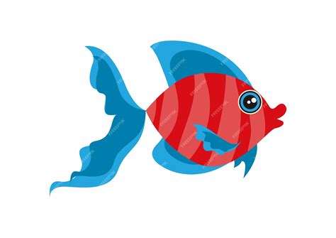 Premium Vector | Cartoon red fish in flat style Vector illustration of ...