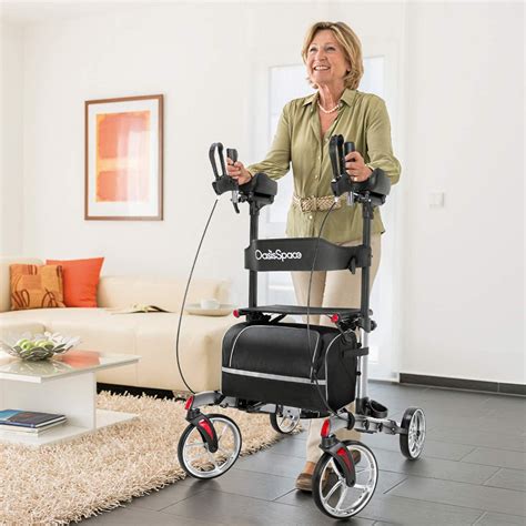 OasisSpace armrest walker- Tall Rollator Walker with 10” Front Wheels Stand Up Walker with ...